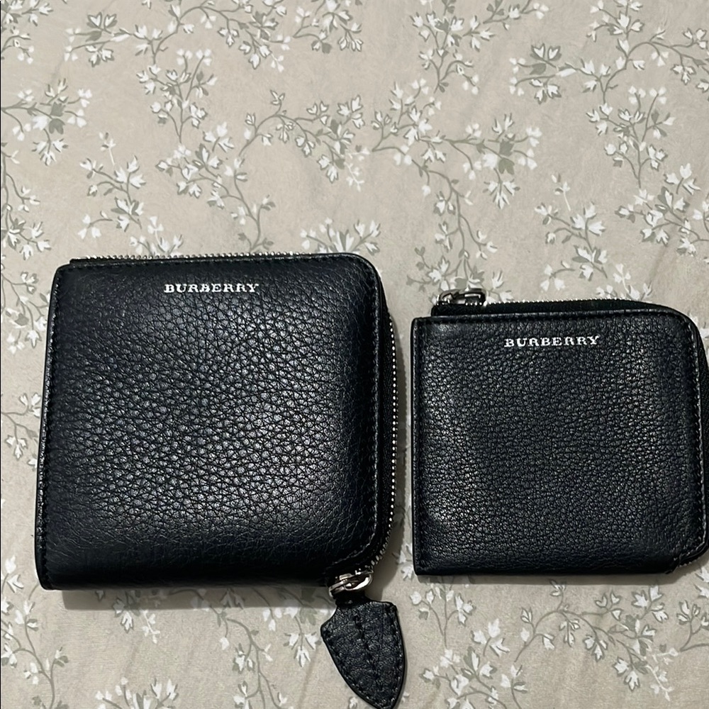 Burberry Black Leather Zip Wallets (Set of 2)